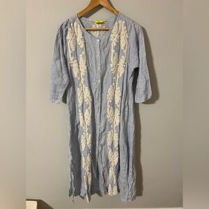 Roller Rabbit for Gorsuch Embroidered Tunic/Maxi Dress/Kurta Women’s Size Medium